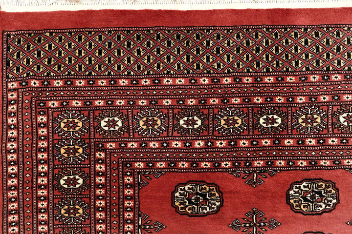 Salmon Pakistani Bokhara Rug 8' 2" x 10' 3" Hand-Knotted | No. QA43837