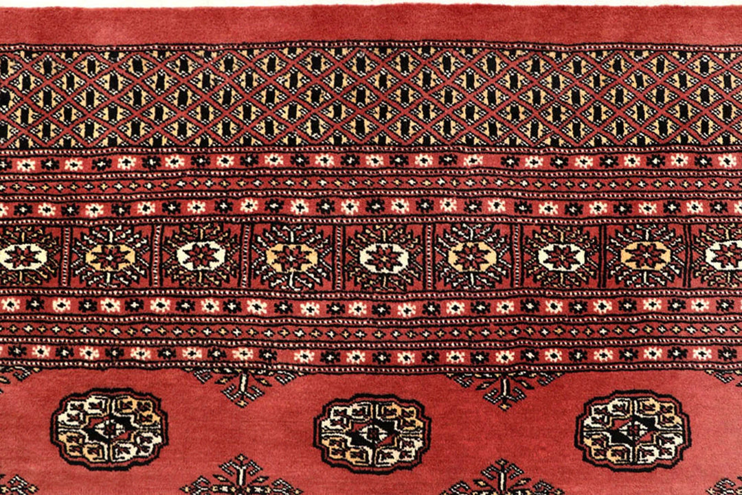 Salmon Pakistani Bokhara Rug 8' 2" x 10' 3" Hand-Knotted | No. QA43837