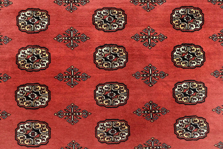 Salmon Pakistani Bokhara Rug 8' 2" x 10' 3" Hand-Knotted | No. QA43837