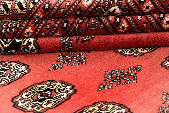 Salmon Pakistani Bokhara Rug 8' 2" x 10' 3" Hand-Knotted | No. QA43837