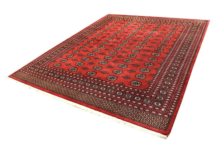 Salmon Pakistani Bokhara Rug 8' 2" x 10' 3" Hand-Knotted | No. QA43837