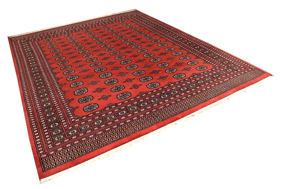 Salmon Pakistani Bokhara Rug 8' 2" x 10' 3" Hand-Knotted | No. QA43837