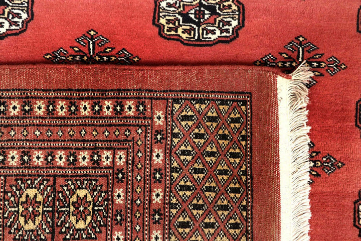 Salmon Pakistani Bokhara Rug 8' 2" x 10' 3" Hand-Knotted | No. QA43837