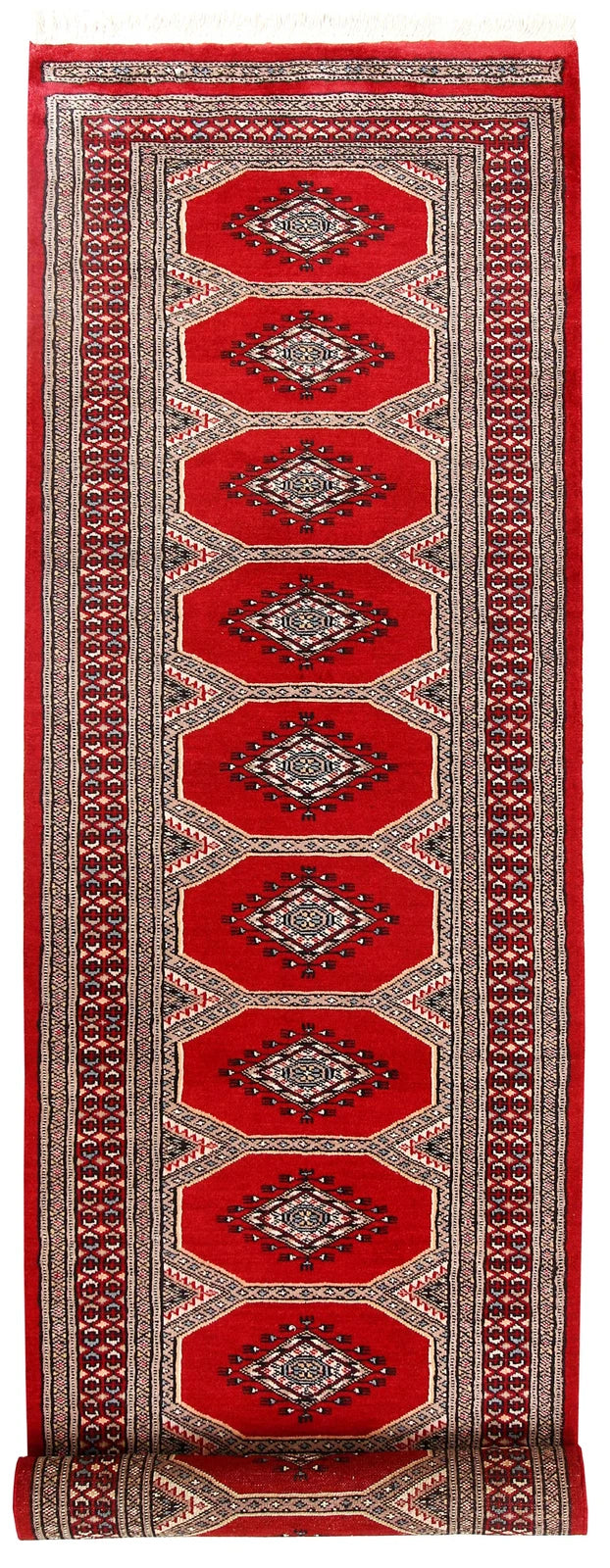 Red Pakistani Jaldar Rug 2' 4" x 9' Hand-Knotted | No. QA43869