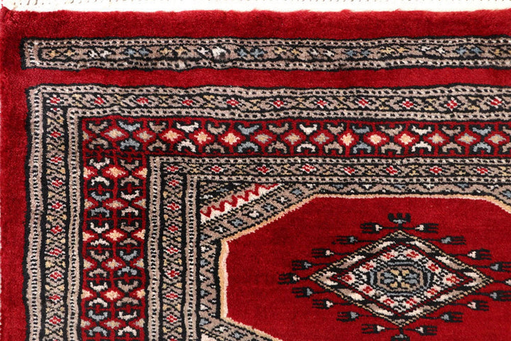 Red Pakistani Jaldar Rug 2' 4" x 9' Hand-Knotted | No. QA43869