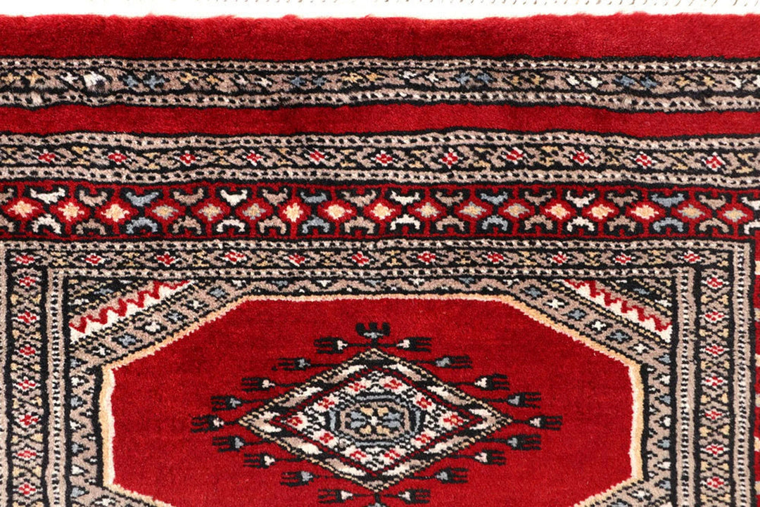 Red Pakistani Jaldar Rug 2' 4" x 9' Hand-Knotted | No. QA43869