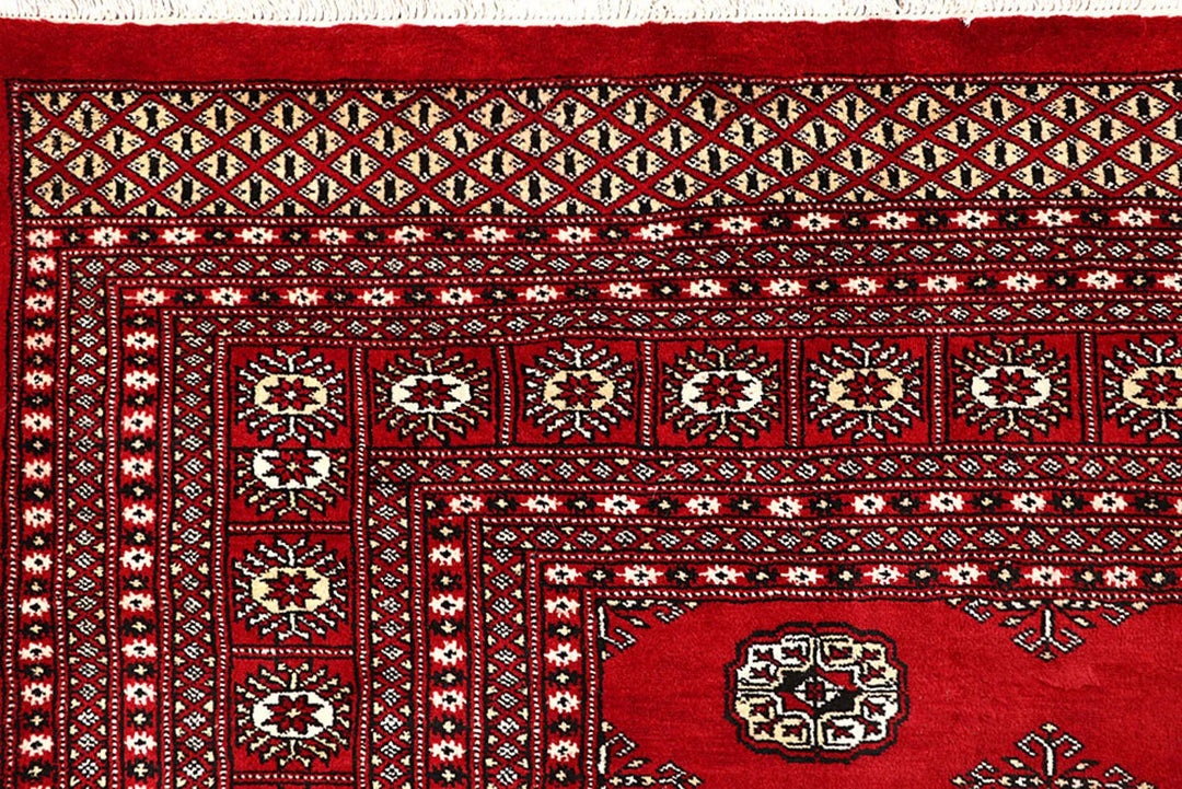 Red Pakistani Bokhara Rug 9' 4" x 12' 3" Hand-Knotted | No. QA43913