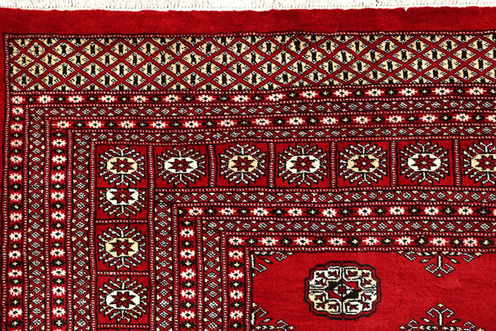 Red Pakistani Bokhara Rug 9' 4" x 12' 3" Hand-Knotted | No. QA43913