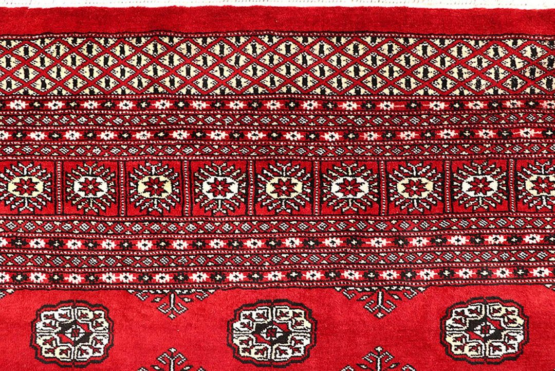 Red Pakistani Bokhara Rug 9' 4" x 12' 3" Hand-Knotted | No. QA43913