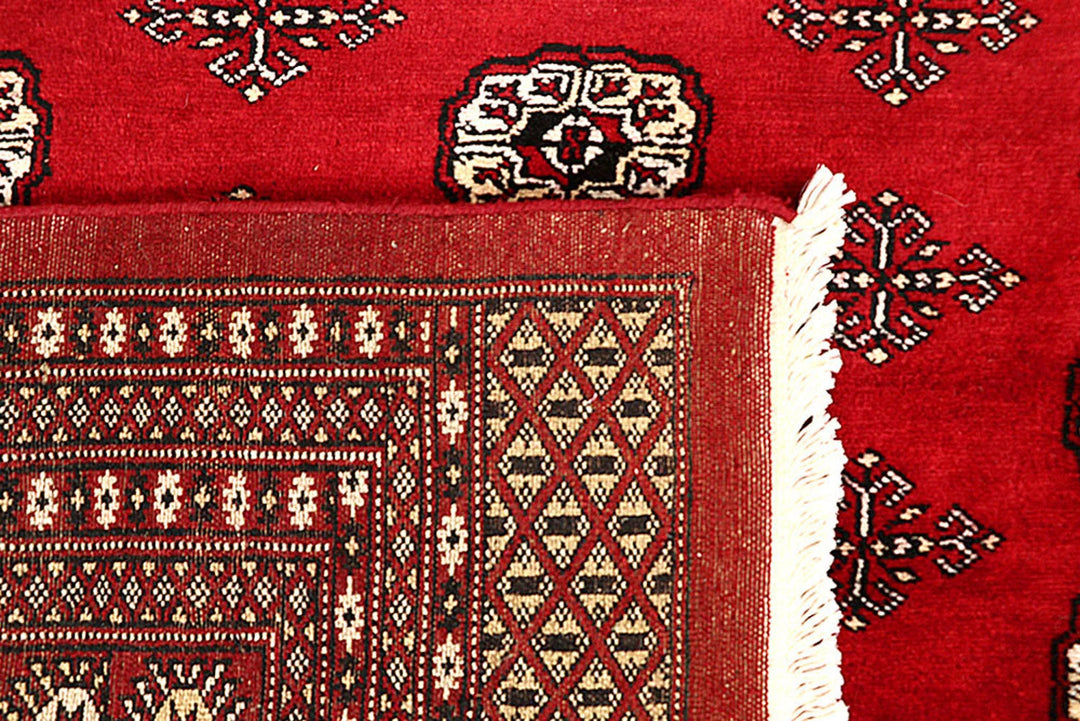Red Pakistani Bokhara Rug 9' 4" x 12' 3" Hand-Knotted | No. QA43913