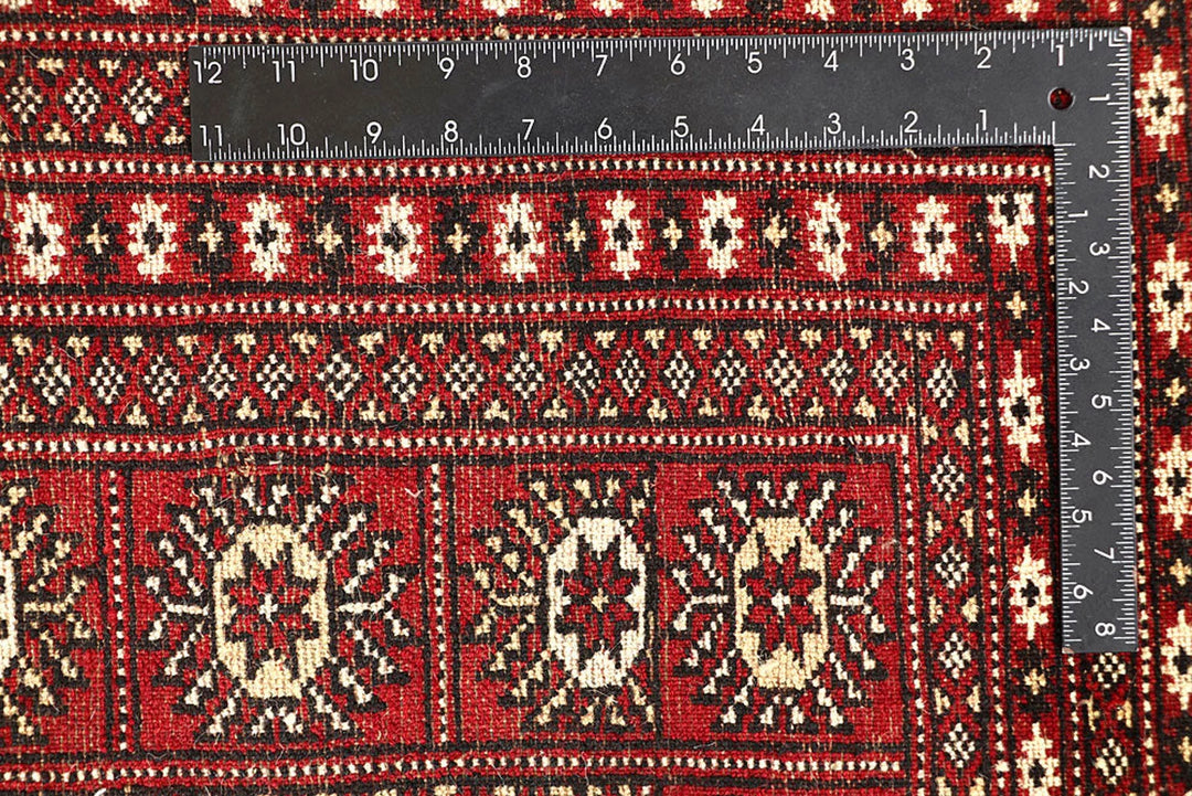 Red Pakistani Bokhara Rug 9' 4" x 12' 3" Hand-Knotted | No. QA43913