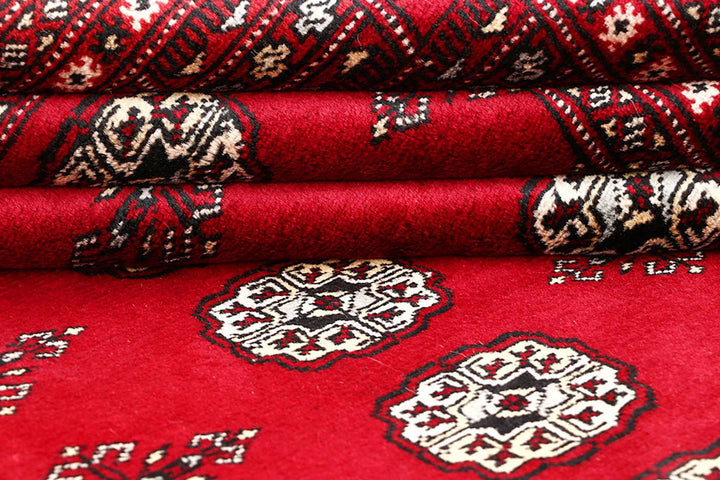 Firebrick Red Pakistani Bokhara Rug 5' 6" x 8' 2" Hand-Knotted | No. QA43944