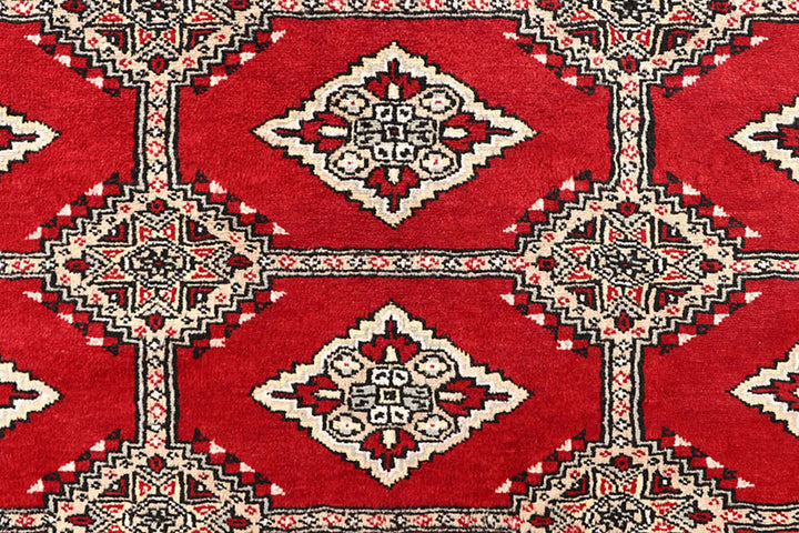 Red Pakistani Jaldar Rug 6' 1" x 9' 4" Hand-Knotted | No. QA43975
