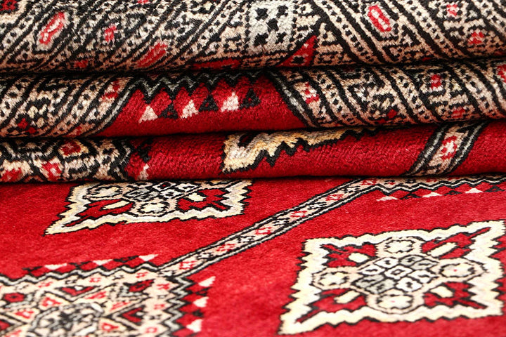 Red Pakistani Jaldar Rug 6' 1" x 9' 4" Hand-Knotted | No. QA43975