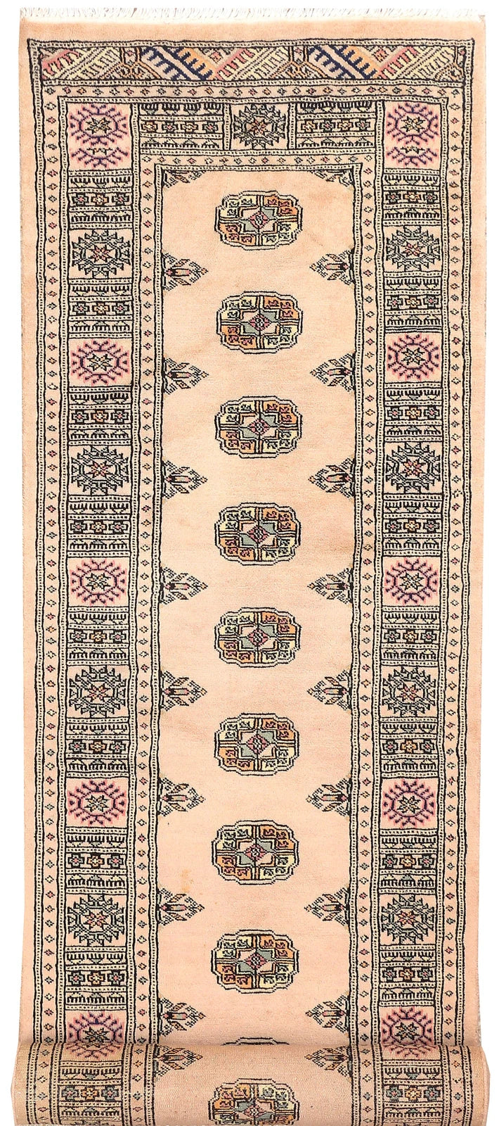 Navajo White Pakistani Bokhara Runner 2' 7" x 10' Hand-Knotted | No. QA44160