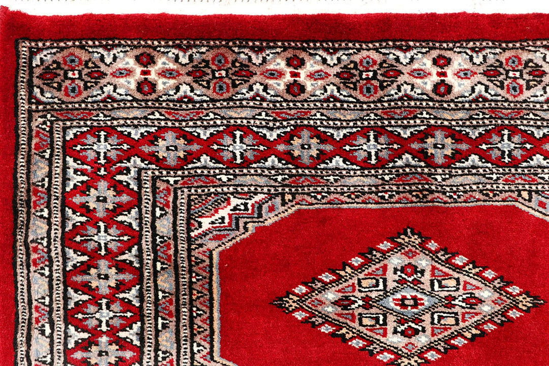 Firebrick Pakistani Jaldar Runner Rug 2' 7" x 9' 11" Hand-Knotted | No. QA44165