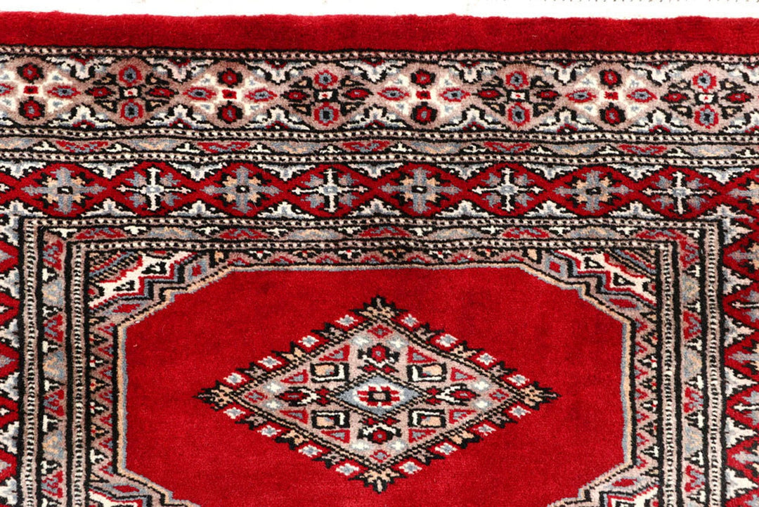 Firebrick Pakistani Jaldar Runner Rug 2' 7" x 9' 11" Hand-Knotted | No. QA44165