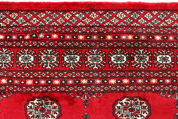 Red Pakistani Bokhara Rug 5' 8" x 8' 2" Hand-Knotted | No. QA44257