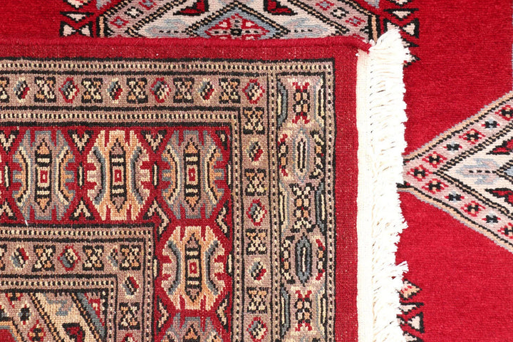 Dark Red Pakistani Jaldar Rug 3' 1" x 6' 3" Hand-Knotted | No. QA44335
