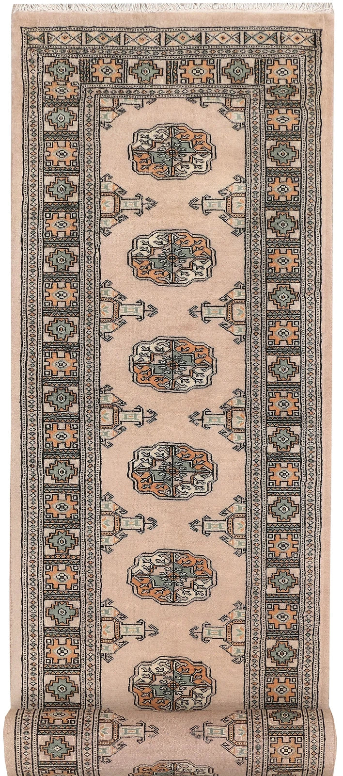 Tan Pakistani Bokhara Rug 2'7" x 13' Hand-Knotted | No. QA44370