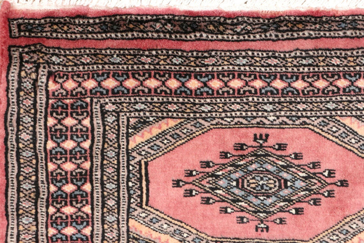 Dark Salmon Pakistani Jaldar Rug 2' 1" x 6' 2" Hand-Knotted | No. QA44490