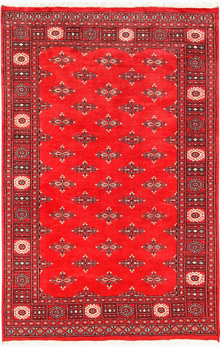 Orange Red Pakistani Butterfly Rug 4' 1" x 6' 2" Hand-Knotted | No. QA44506
