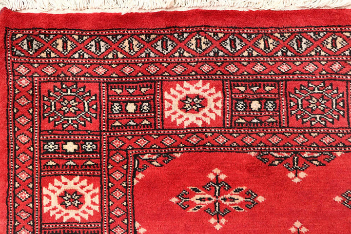 Orange Red Pakistani Butterfly Rug 4' 1" x 6' 2" Hand-Knotted | No. QA44506