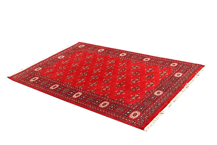 Orange Red Pakistani Butterfly Rug 4' 1" x 6' 2" Hand-Knotted | No. QA44506