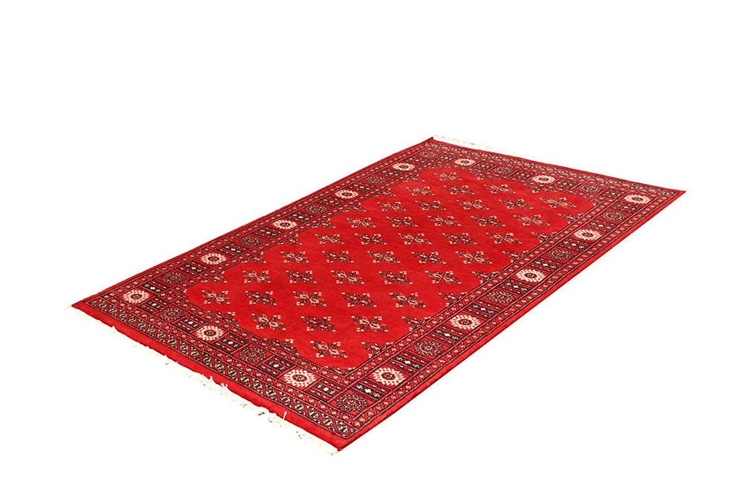 Orange Red Pakistani Butterfly Rug 4' 1" x 6' 2" Hand-Knotted | No. QA44506
