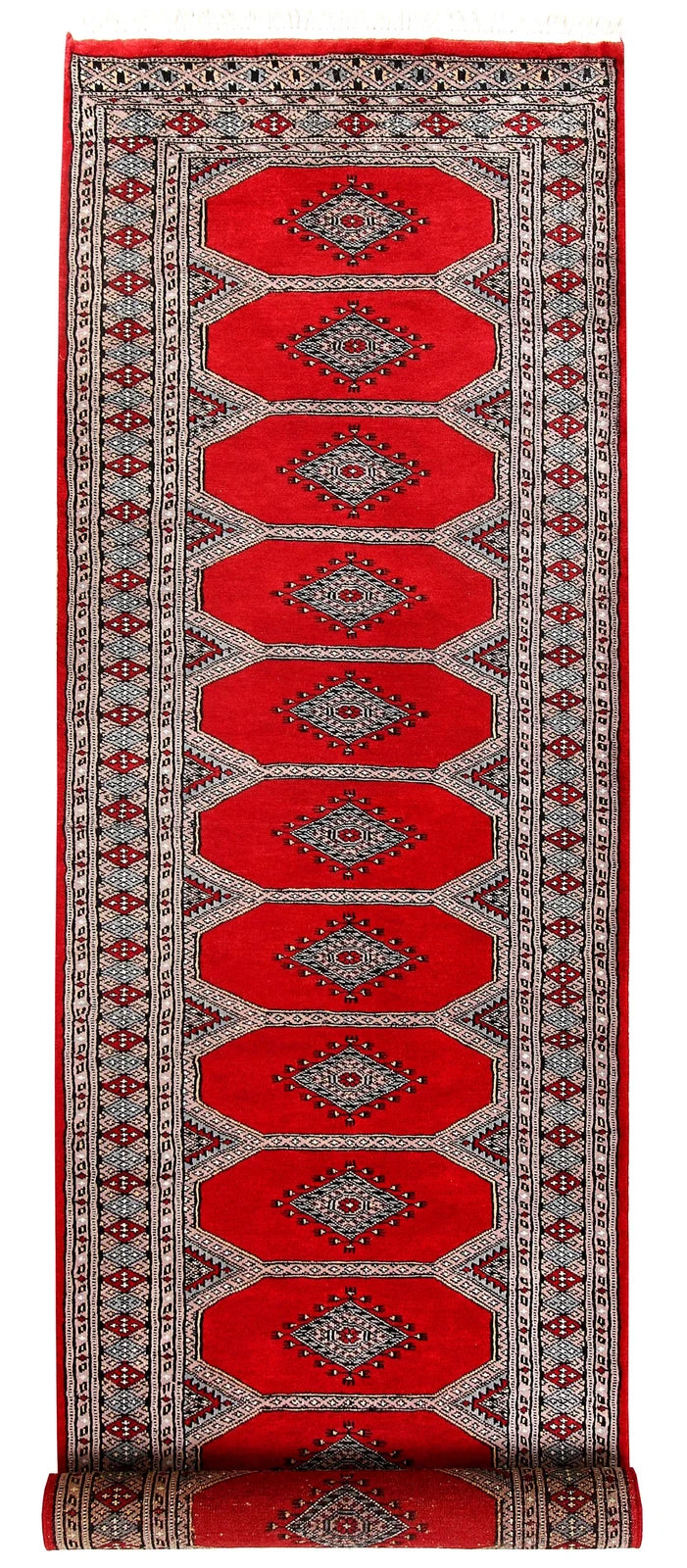 Red Pakistani Jaldar Rug 2' 5" x 9' 1" Hand-Knotted | No. QA44514