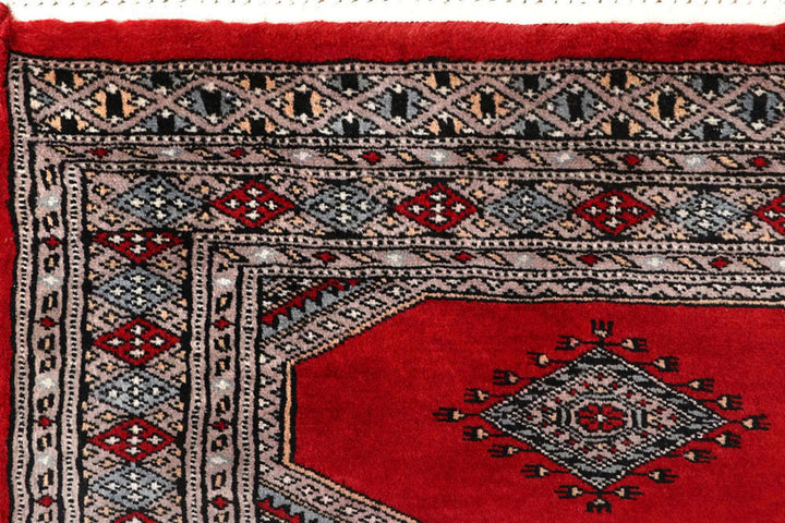 Red Pakistani Jaldar Rug 2' 5" x 9' 1" Hand-Knotted | No. QA44514