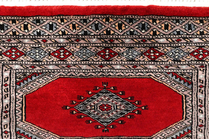 Red Pakistani Jaldar Rug 2' 5" x 9' 1" Hand-Knotted | No. QA44514