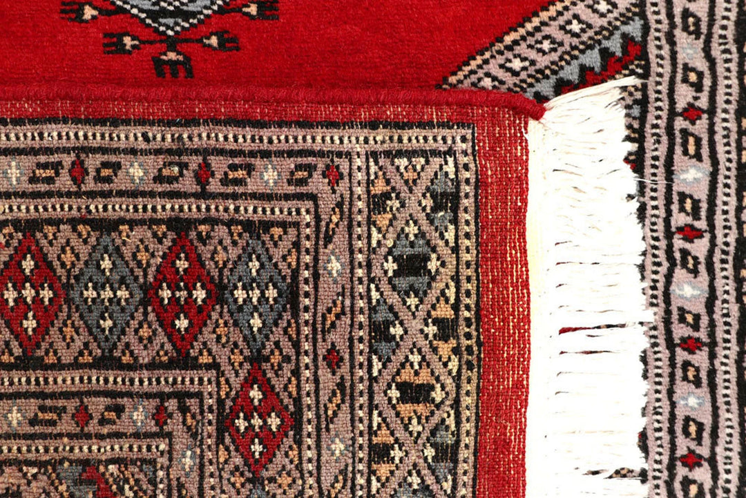 Red Pakistani Jaldar Rug 2' 5" x 9' 1" Hand-Knotted | No. QA44514