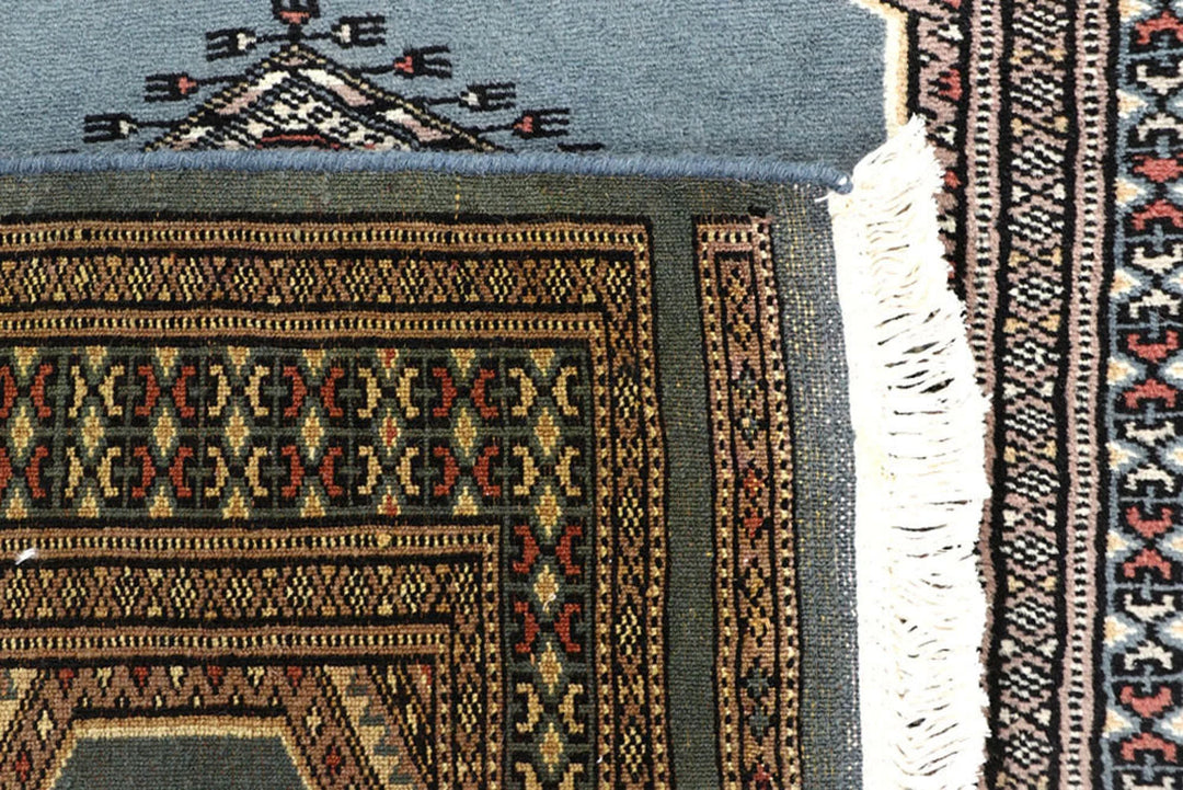 Light Slate Grey Pakistani Jaldar Rug 2' 7" x 9' 9" Hand-Knotted | No. QA44528