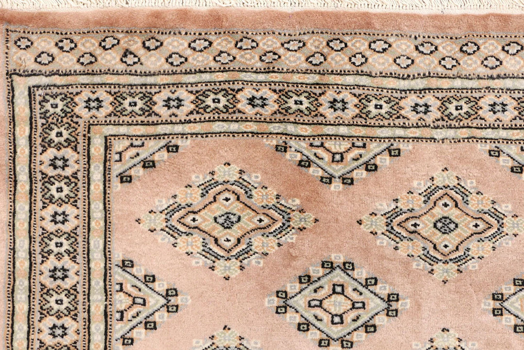 Brown Pakistani Jaldar Rug 4' x 6'1" Hand-Knotted | No. QA44591