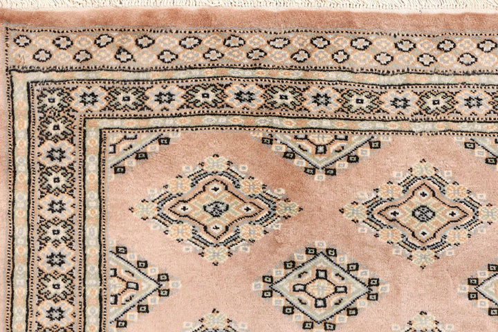 Brown Pakistani Jaldar Rug 4' x 6'1" Hand-Knotted | No. QA44591