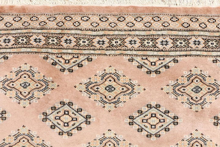 Brown Pakistani Jaldar Rug 4' x 6'1" Hand-Knotted | No. QA44591