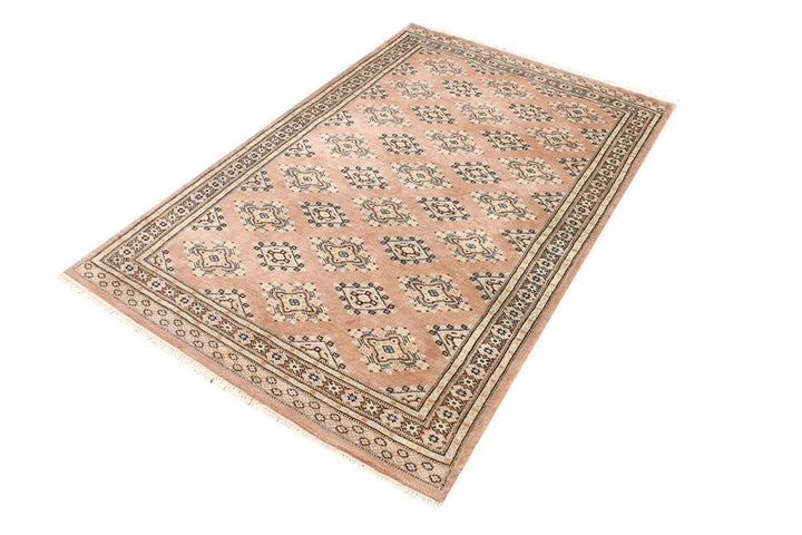 Brown Pakistani Jaldar Rug 4' x 6'1" Hand-Knotted | No. QA44591