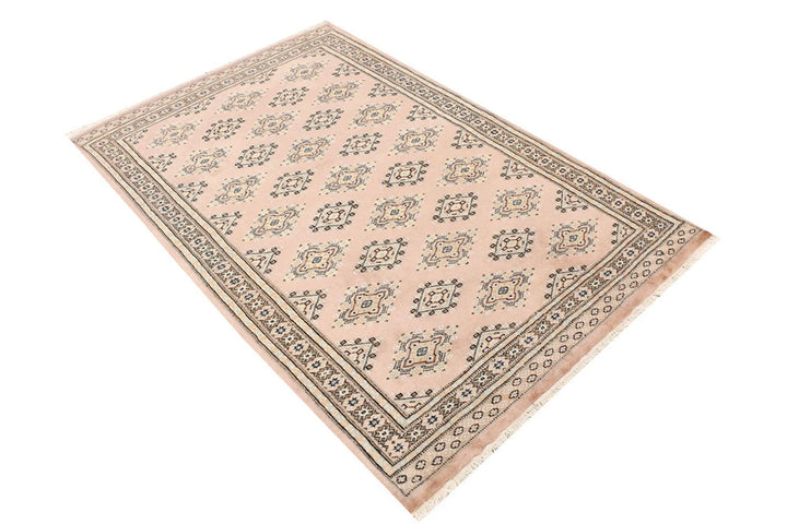 Brown Pakistani Jaldar Rug 4' x 6'1" Hand-Knotted | No. QA44591