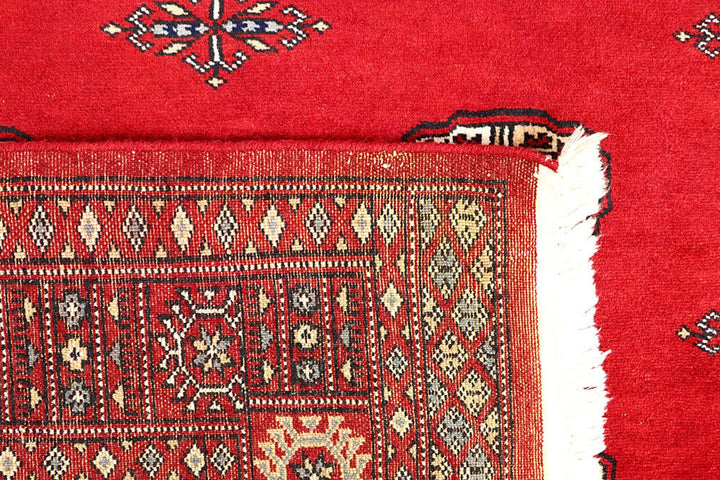 Red Bokhara Rug 4' 1" x 6' 7" Hand-Knotted | No. QA44607