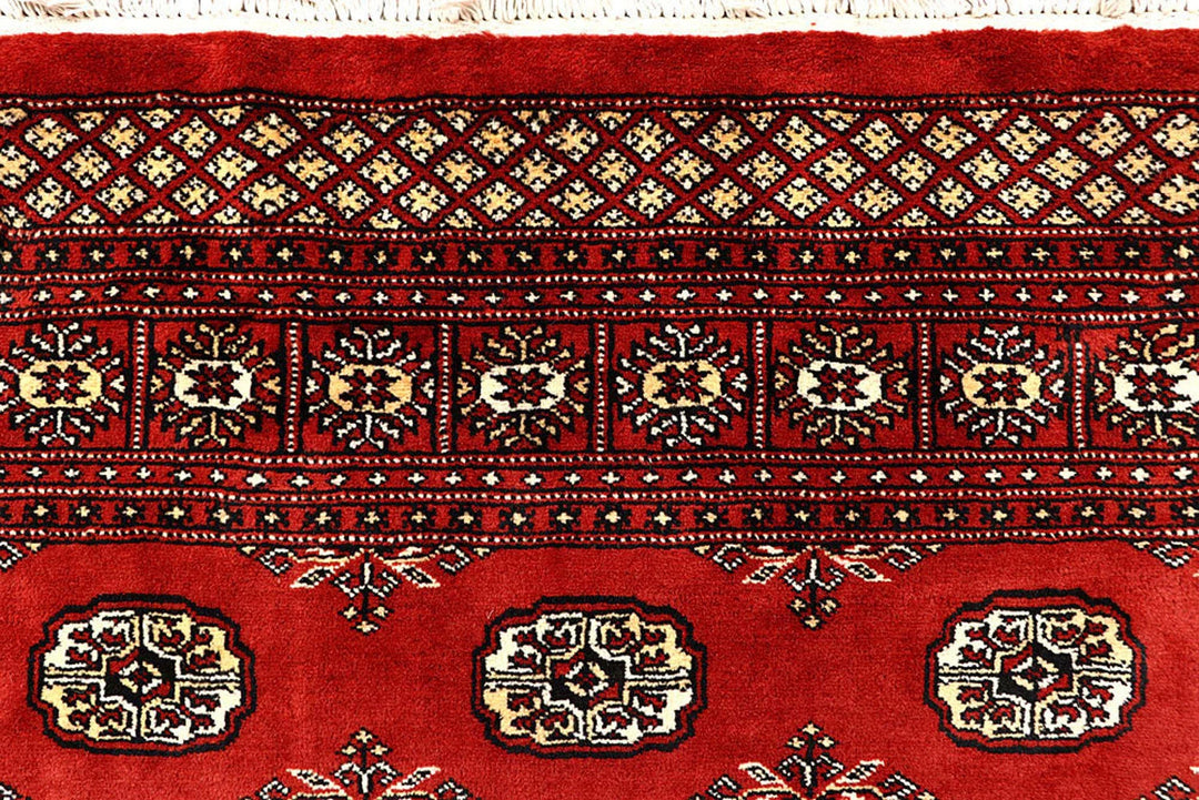 Orange Red Pakistani Bokhara Rug 5' 10" x 8' 11" Hand-Knotted | No. QA44817