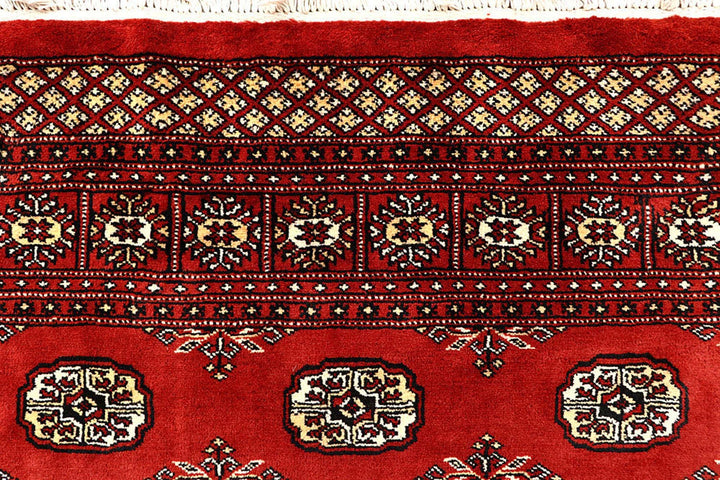 Orange Red Pakistani Bokhara Rug 5' 10" x 8' 11" Hand-Knotted | No. QA44817