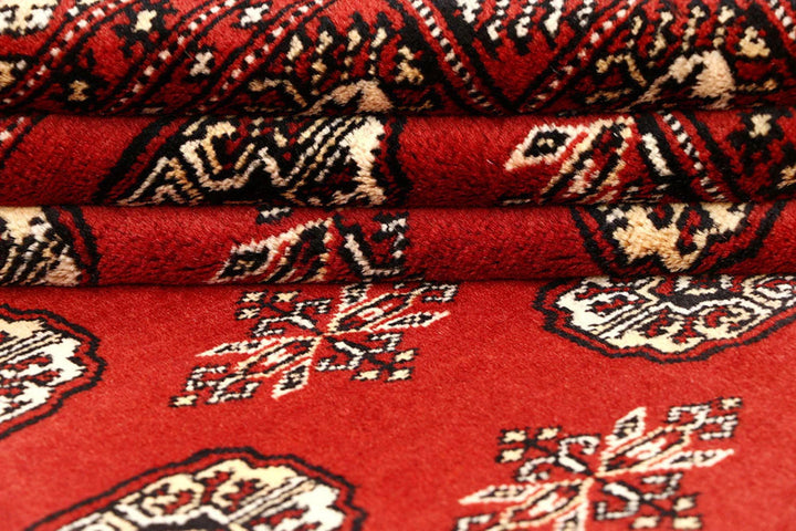 Orange Red Pakistani Bokhara Rug 5' 10" x 8' 11" Hand-Knotted | No. QA44817