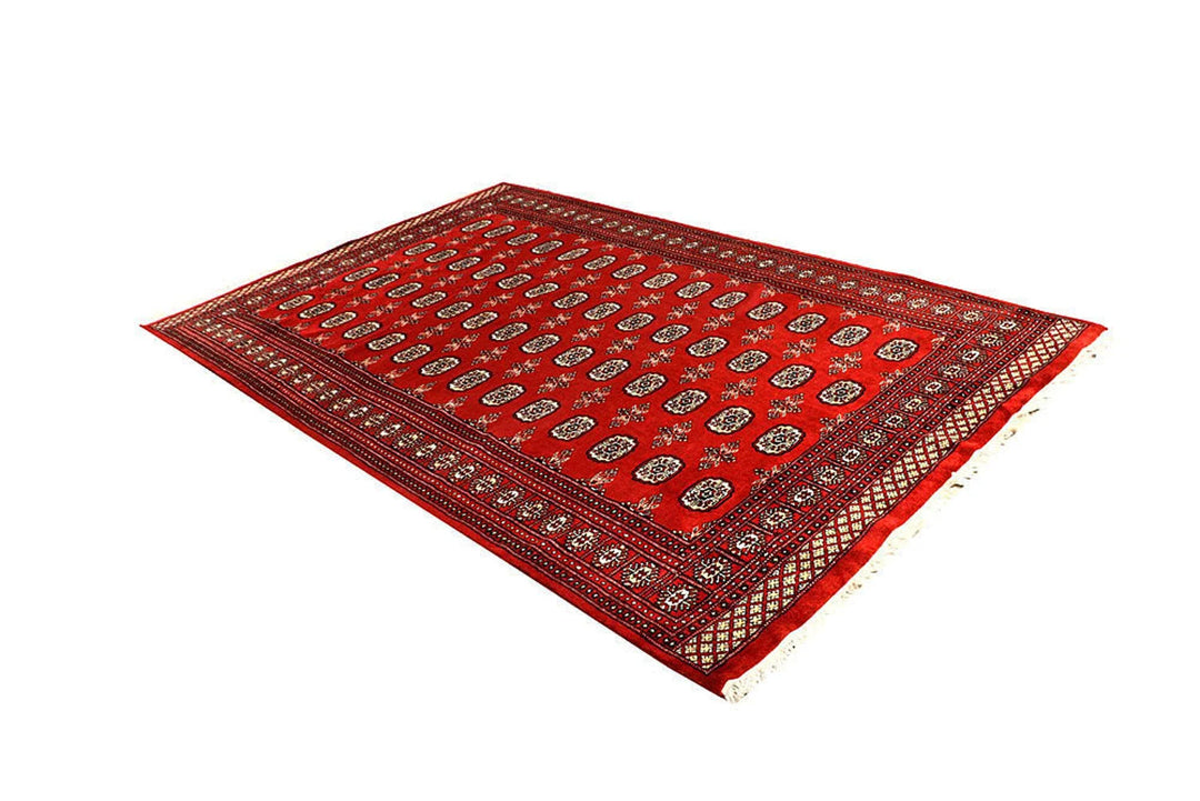 Orange Red Pakistani Bokhara Rug 5' 10" x 8' 11" Hand-Knotted | No. QA44817