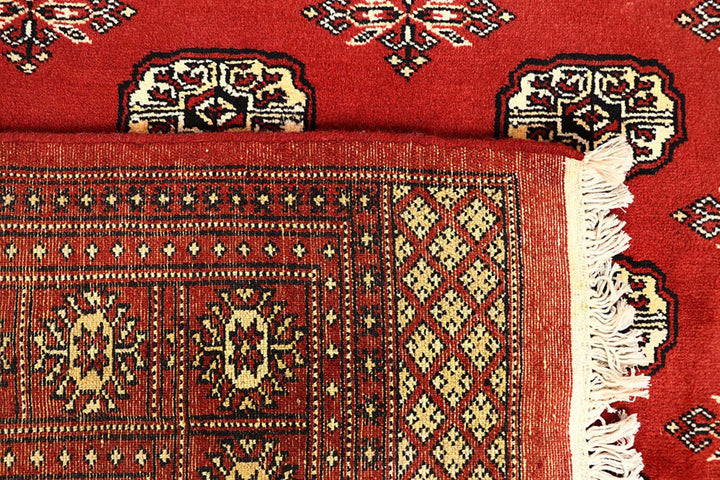 Orange Red Pakistani Bokhara Rug 5' 10" x 8' 11" Hand-Knotted | No. QA44817