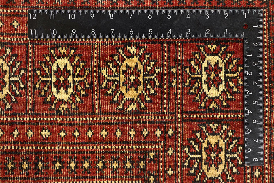 Orange Red Pakistani Bokhara Rug 5' 10" x 8' 11" Hand-Knotted | No. QA44817