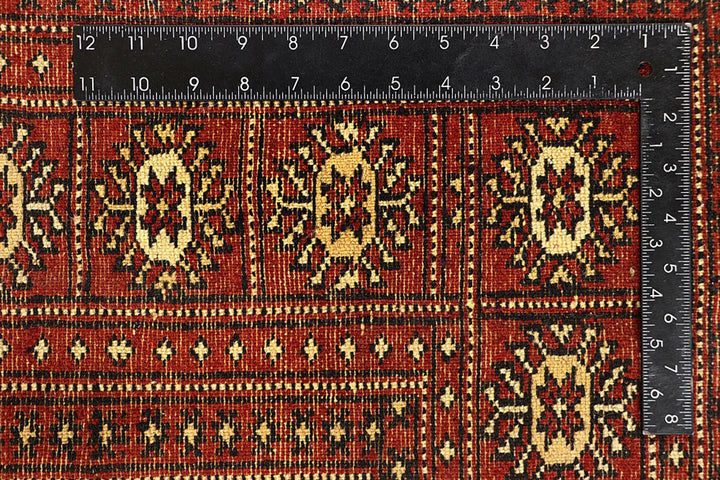 Orange Red Pakistani Bokhara Rug 5' 10" x 8' 11" Hand-Knotted | No. QA44817