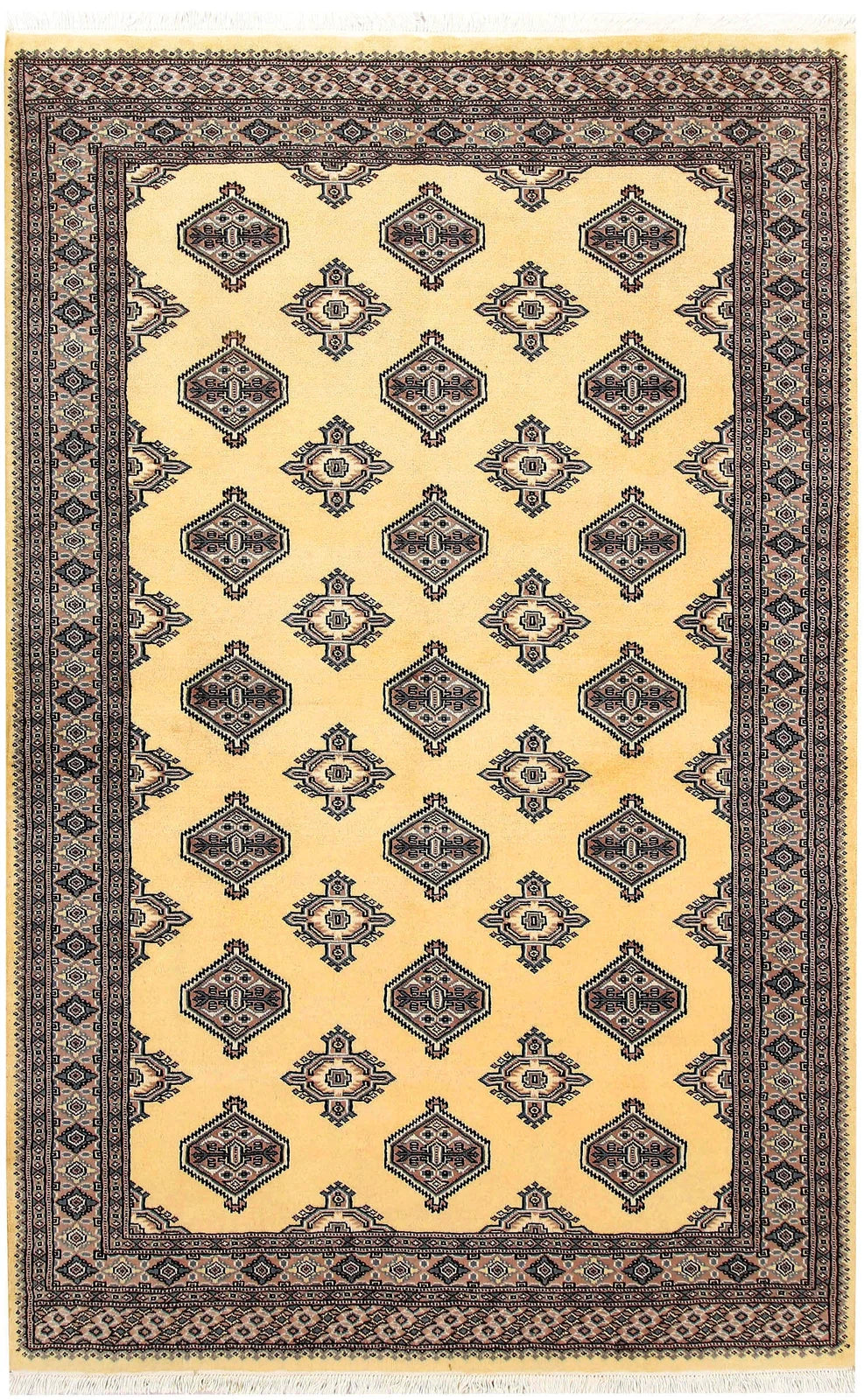 Yellow Pakistani Jaldar Rug 5' 1" x 8' 1" Hand-Knotted | No. QA44844