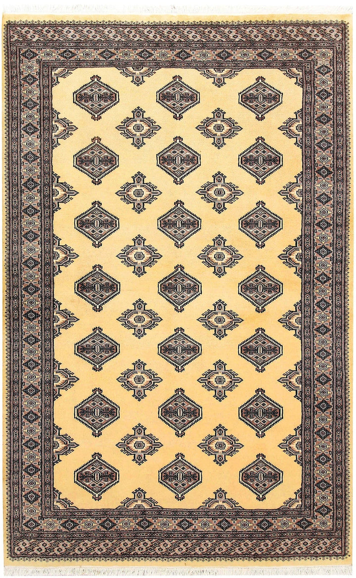 Yellow Pakistani Jaldar Rug 5' 1" x 8' 1" Hand-Knotted | No. QA44844