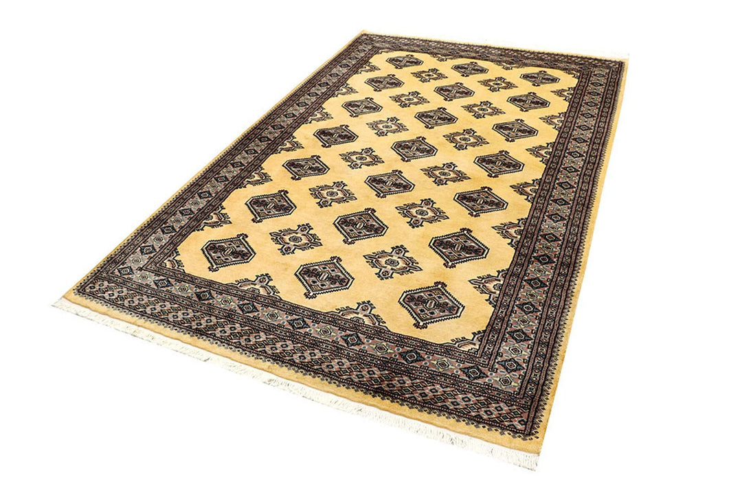 Yellow Pakistani Jaldar Rug 5' 1" x 8' 1" Hand-Knotted | No. QA44844